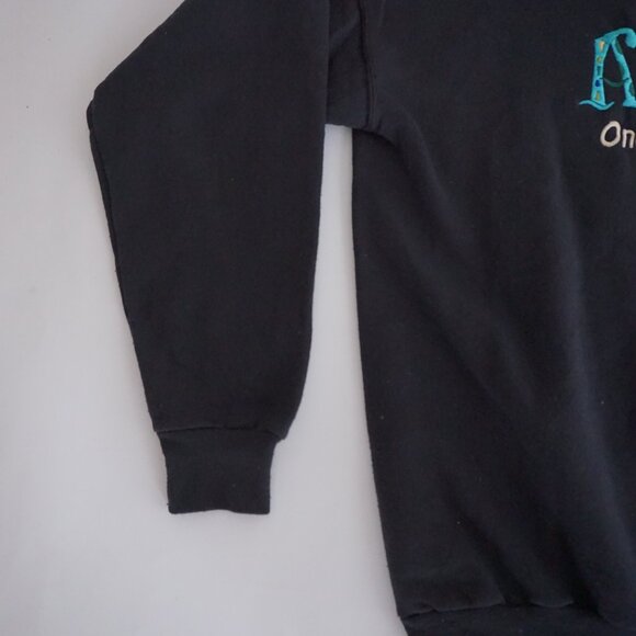 Hanes Aruba Island Black Embroidered Crewneck Sweatshirt 90s Vacationcore L - Picture 7 of 9
